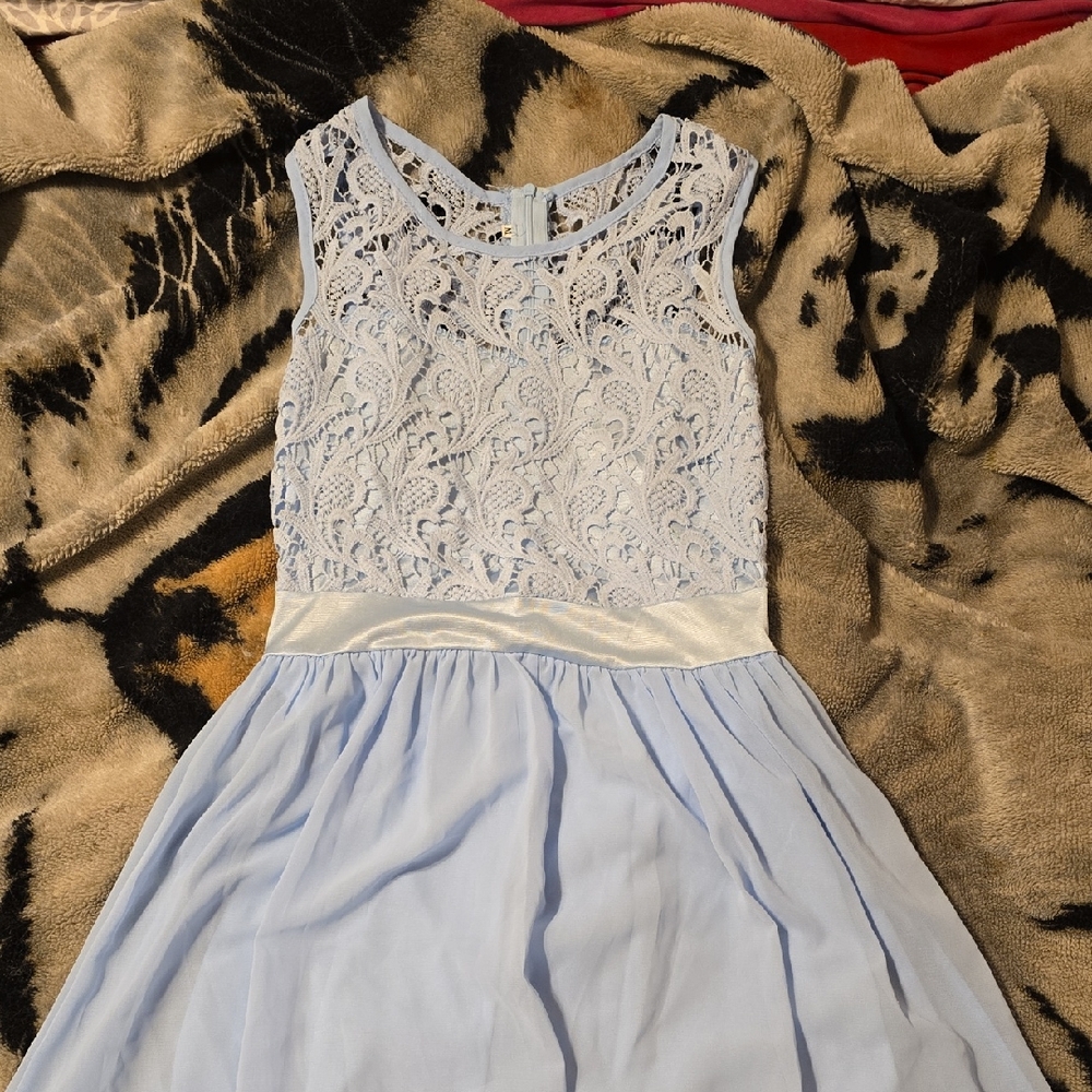 Elegant Blue Lace Kids Dress